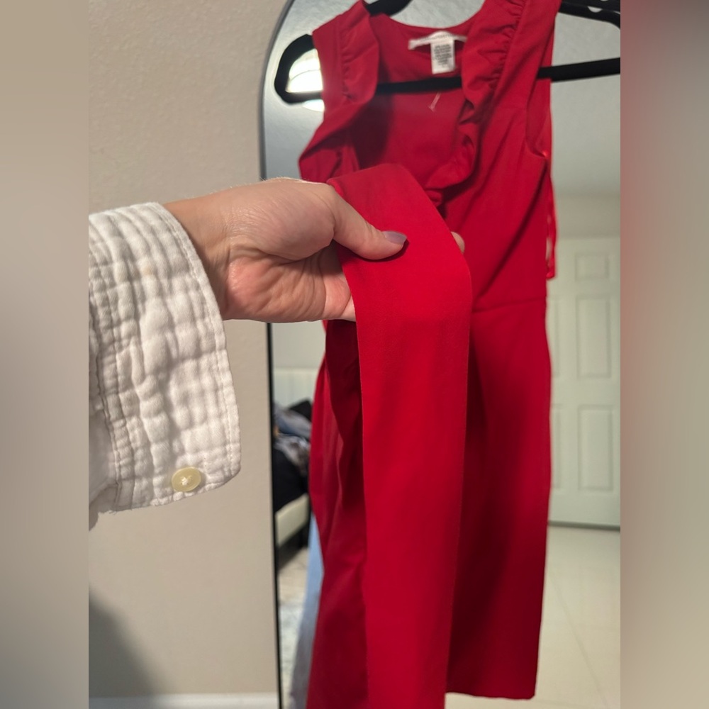 DIANE Von FURSTENBERG Red ruffle belted wrap dress bow tie - Picture 7 of 11